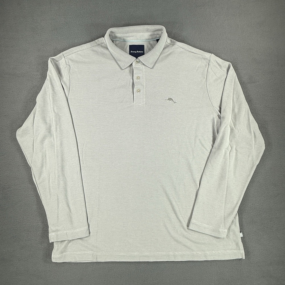 Tommy Bahama Polo Shirt Men's XL Ivory Long Sleeve Casual Beach Resort‎ Golf - Picture 2 of 6